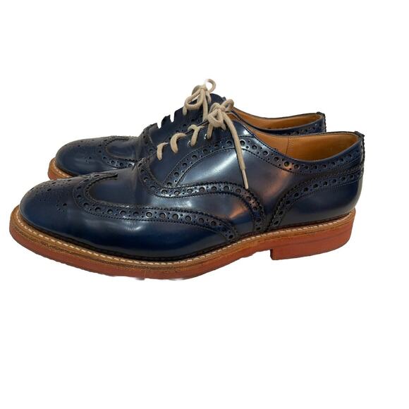 Mens Churchs Blue Leather Downish Brogue Oxford Wingtip Lace-up Shoes-12US main image 7